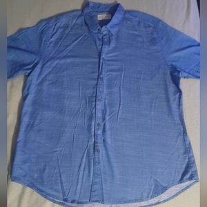 Coastaoro Shirt Mens XL Blue Short Sleeve Button Up Casual